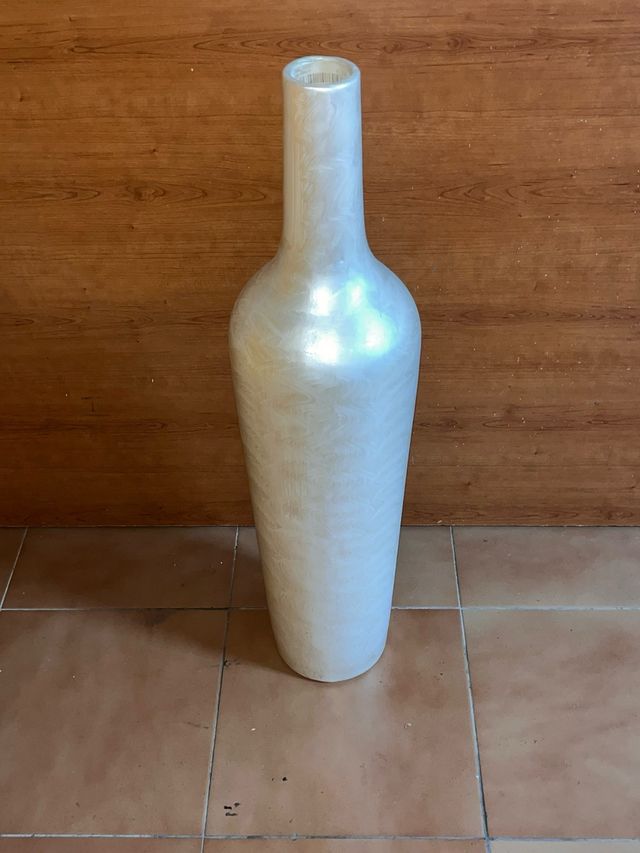 Jarrón Decorativo Vidrio Blanco Anacarado