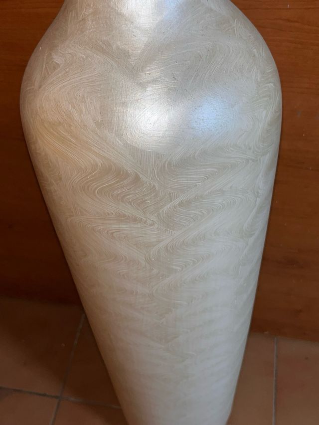 Jarrón Decorativo Vidrio Blanco Anacarado