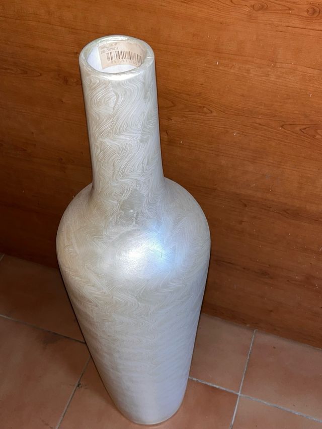 Jarrón Decorativo Vidrio Blanco Anacarado