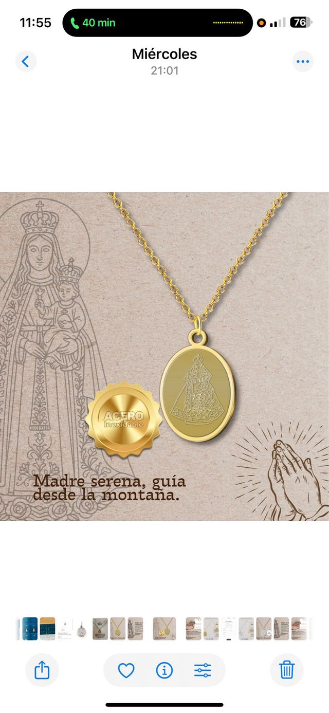 Medalla Virgen de la Fuensanta Acero Inoxidable