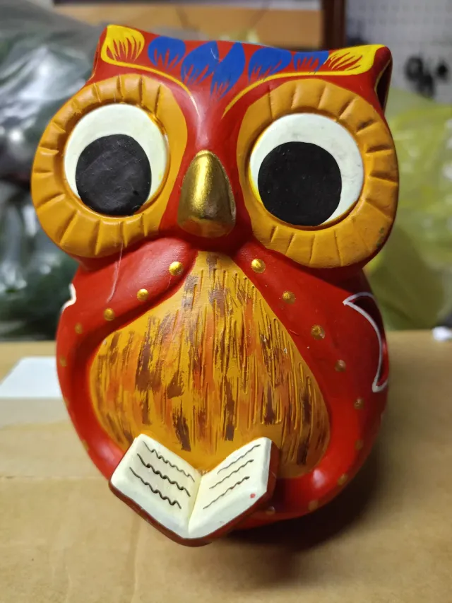 Gufo decorativo in ceramica porta candela