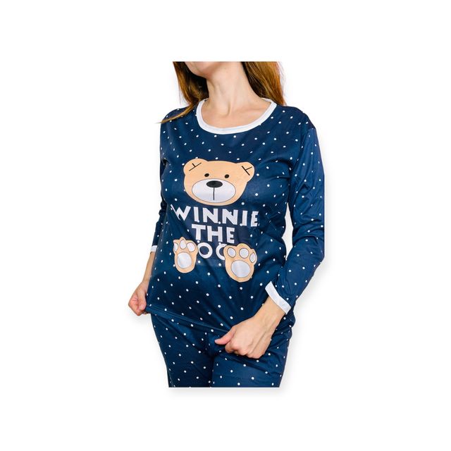 Pigiama Teddy Blu Pois Donna