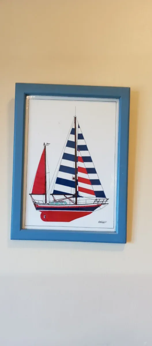 Cuadro Velero Pintado Madera