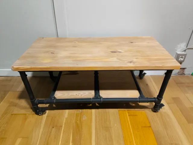 Mesa de centro industrial madera y metal