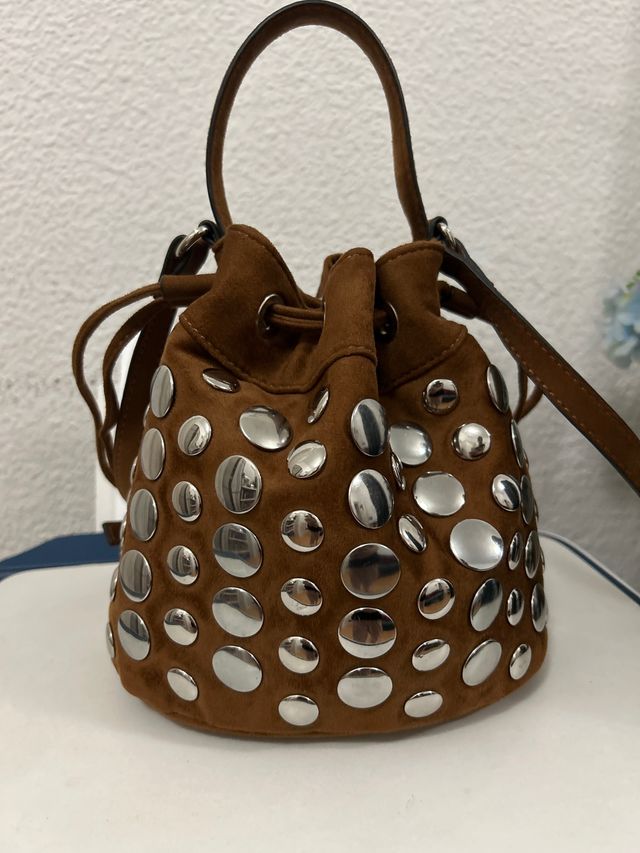 Bolso Bando Marrón Tachuelas Plateadas