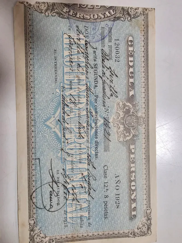 Cédula Personal Sevilla 1928-1930