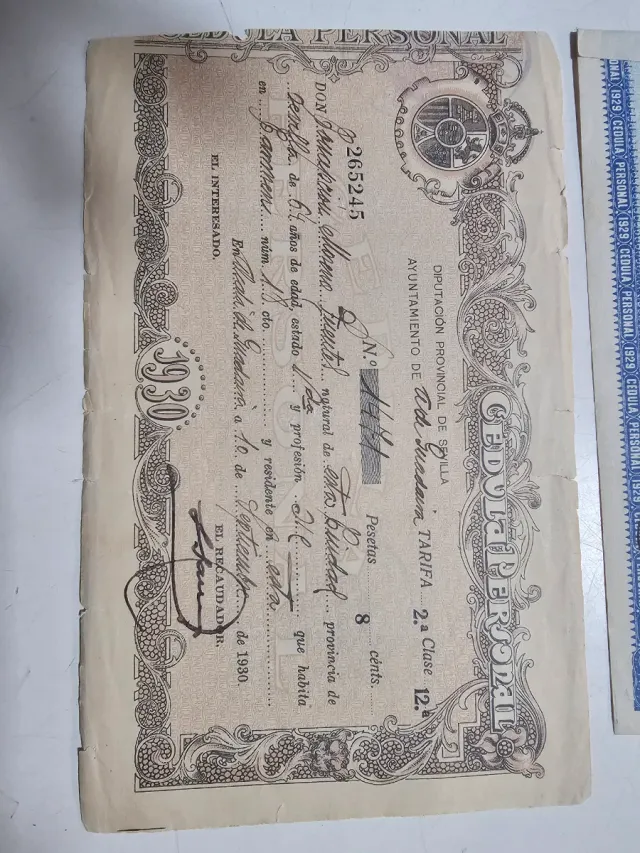 Cédula Personal Sevilla 1928-1930