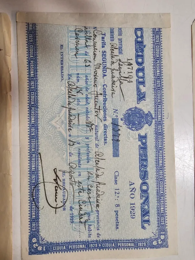 Cédula Personal Sevilla 1928-1930
