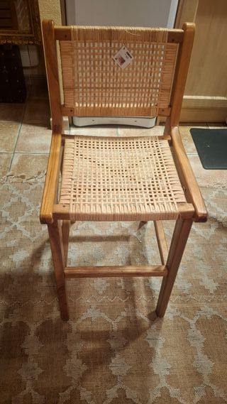 Sgabello alto in legno di teak Catua