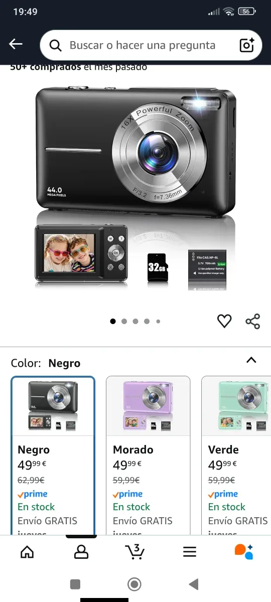 Cámara digital compacta negra