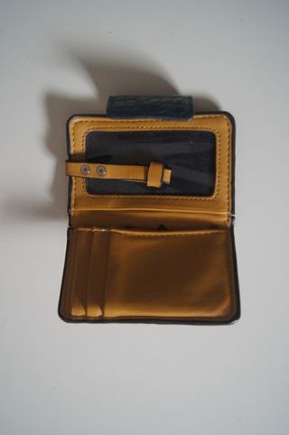 Porta Cartões Zebra, Couro Caramelo e Azul