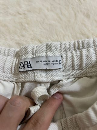 Pantalón lino blanco Zara