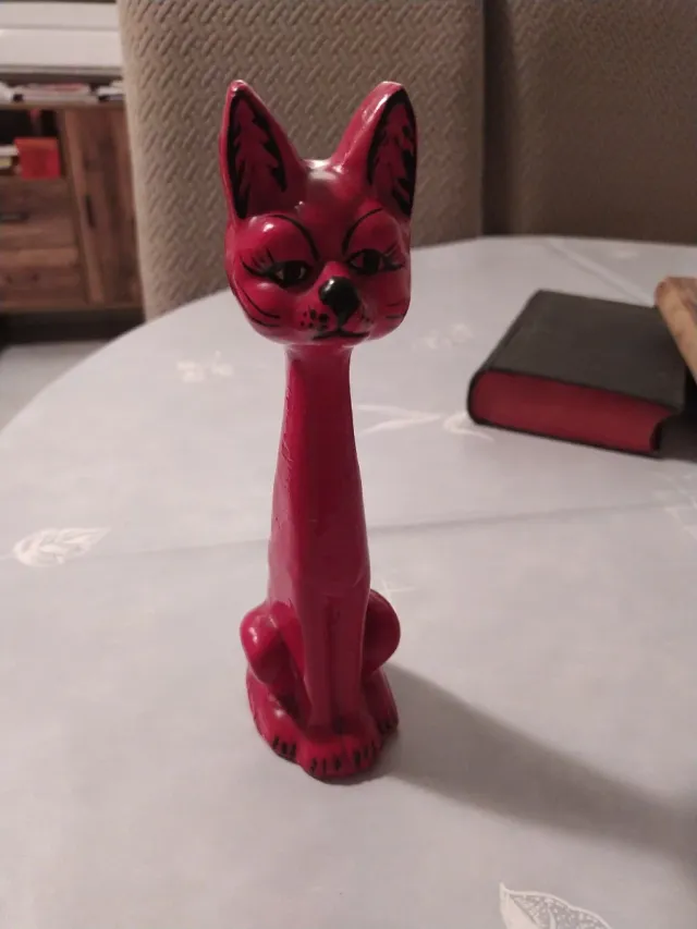 Gato rojo de cerámica vintage