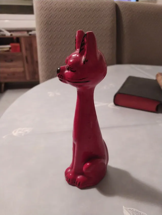 Gato rojo de cerámica vintage