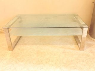 Tavolo da centro in vetro e inox 304L