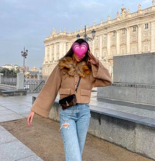 Jersey Zara pelo botones beige cardigan