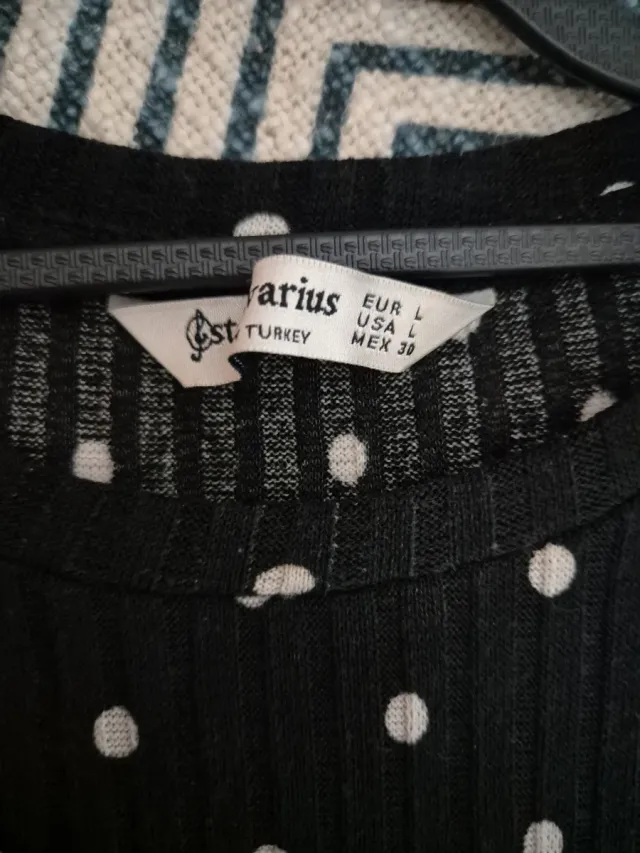 Vestido lunares Stradivarius negro/blanco