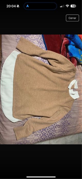 Jersey blusa marrón y blanco