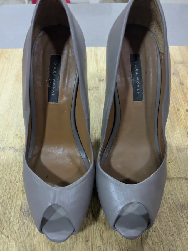 Zapatos Zara Peep Toe Gris