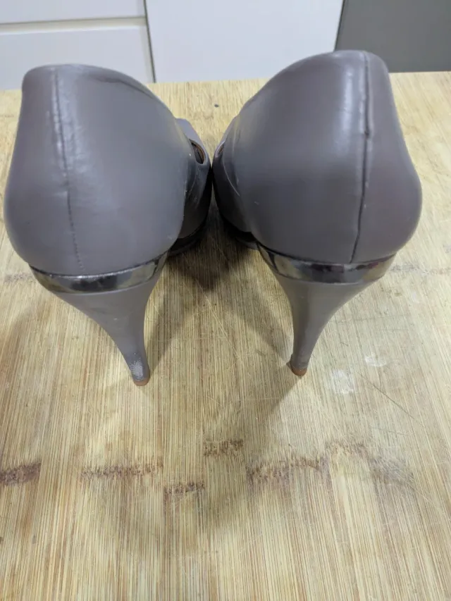 Zapatos Zara Peep Toe Gris