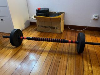 Banco de pesas plegable y set mancuernas