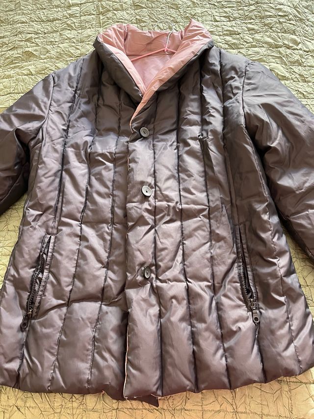 Chaqueta reversible mujer marrón y rosa