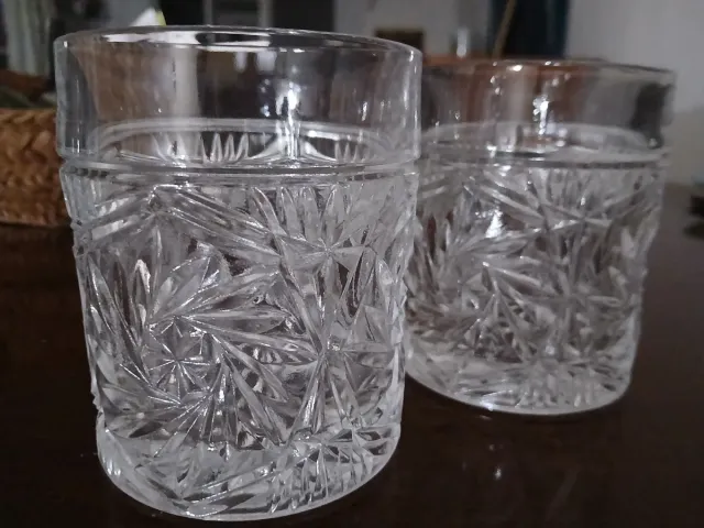 Juego 2 vasos cristal tallado