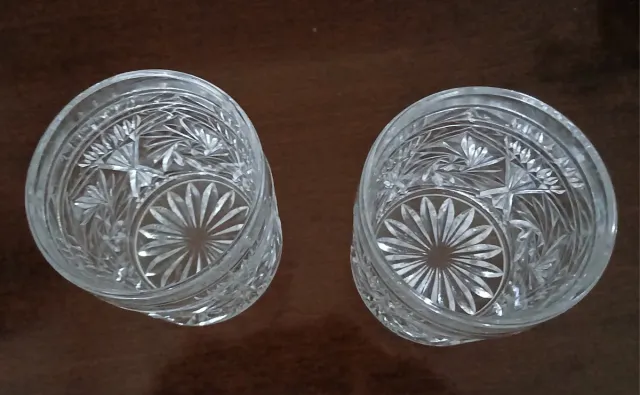 Juego 2 vasos cristal tallado