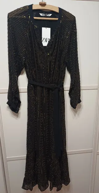 Vestido  midi lentejuelas Zara Talla M