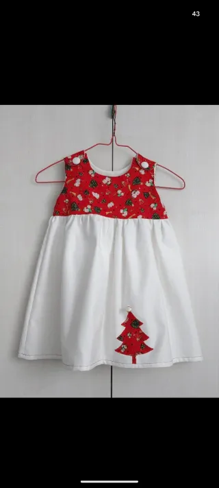Vestito bimba Natale albero rosso