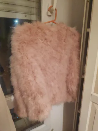 Chaqueta rosa de plumas naturales 