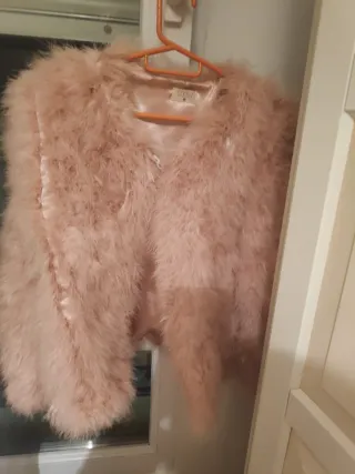 Chaqueta rosa de plumas naturales 