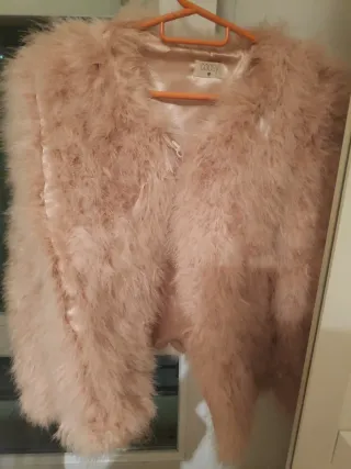 Chaqueta rosa de plumas naturales 