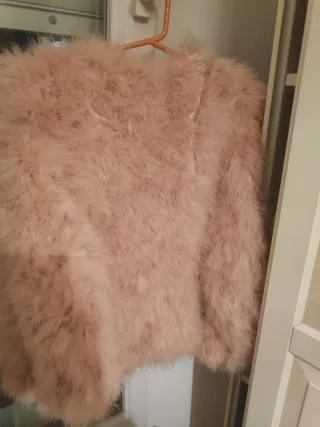 Chaqueta rosa de plumas naturales 