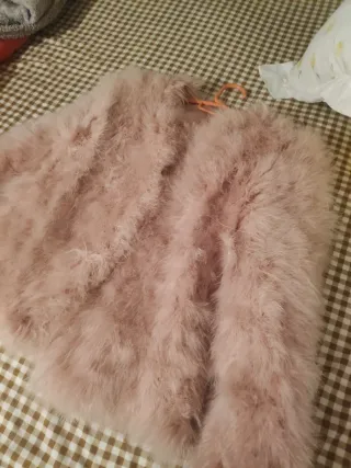 Chaqueta rosa de plumas naturales 