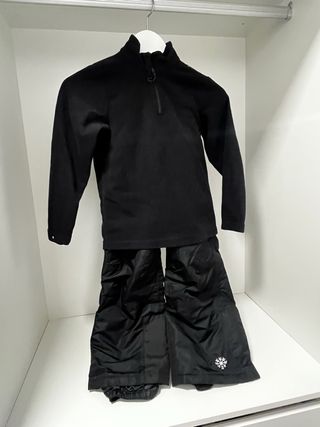 Conjunto nieve: pantalón y polar negro 122-128 cm