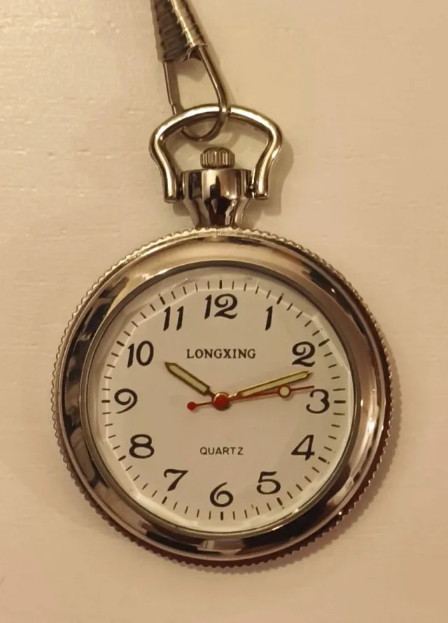 Orologio da tasca Longxing argento con custodia