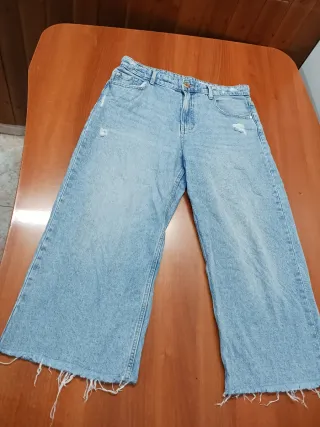 Pantalón vaquero ancho mujer