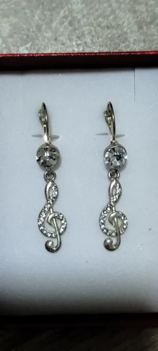 Pendientes Plata Ley Nota Musical Circonitas