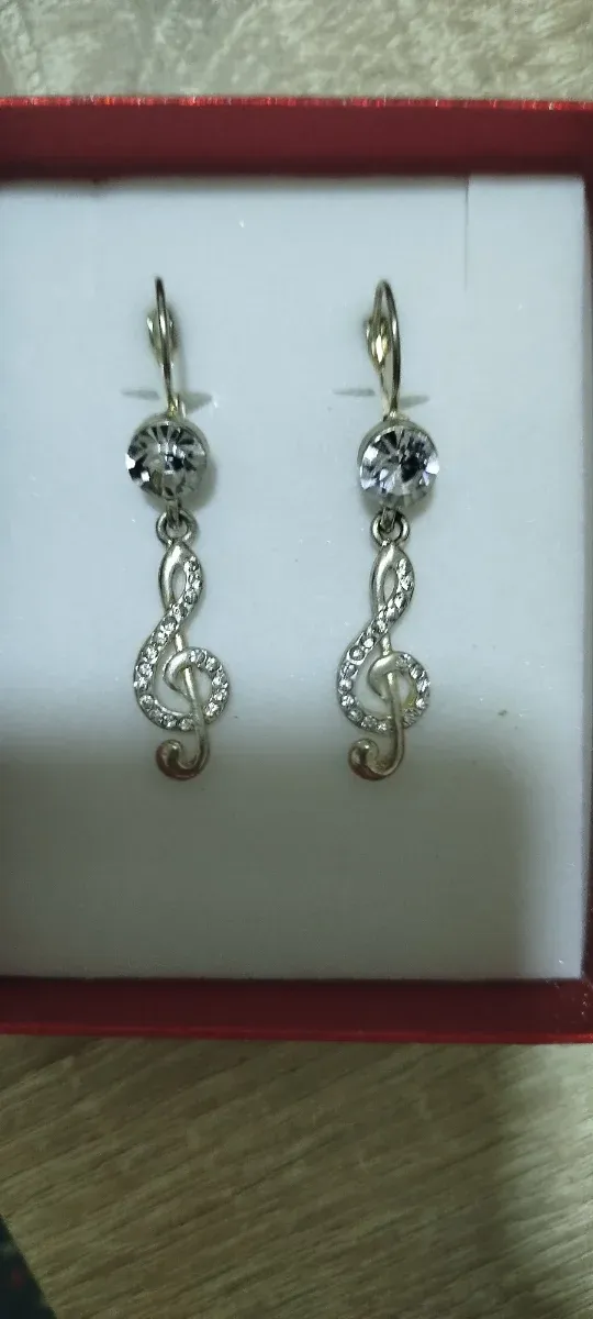 Pendientes Plata Ley Nota Musical Circonitas