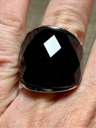 Anillo Plata y Ónix Negro Grande