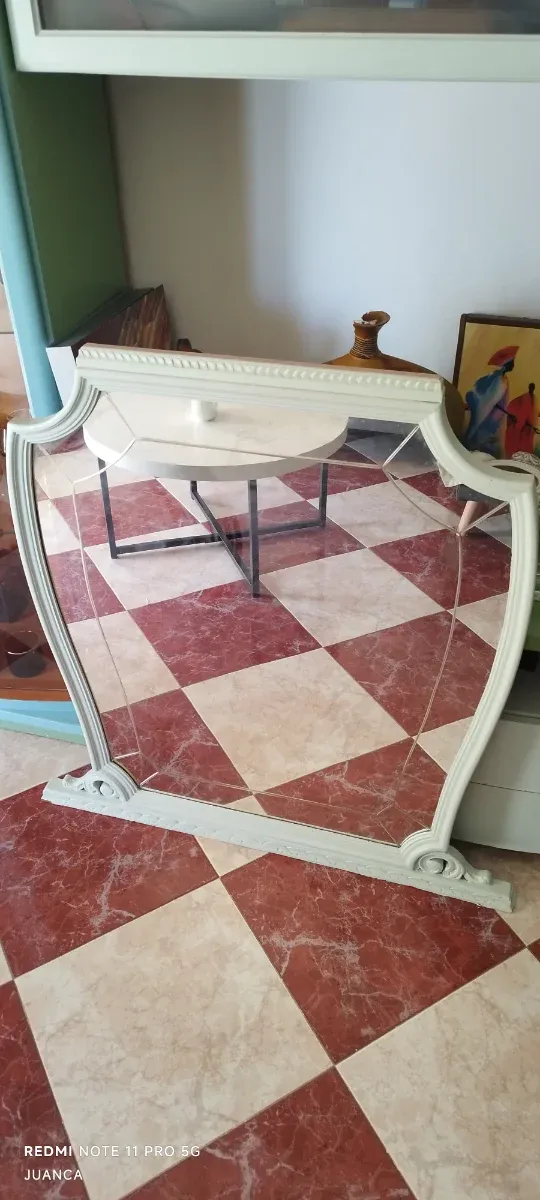 Espejo Vintage Beige Madera y Cristal