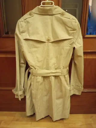 Gabardina Beige Blanco Talla XS