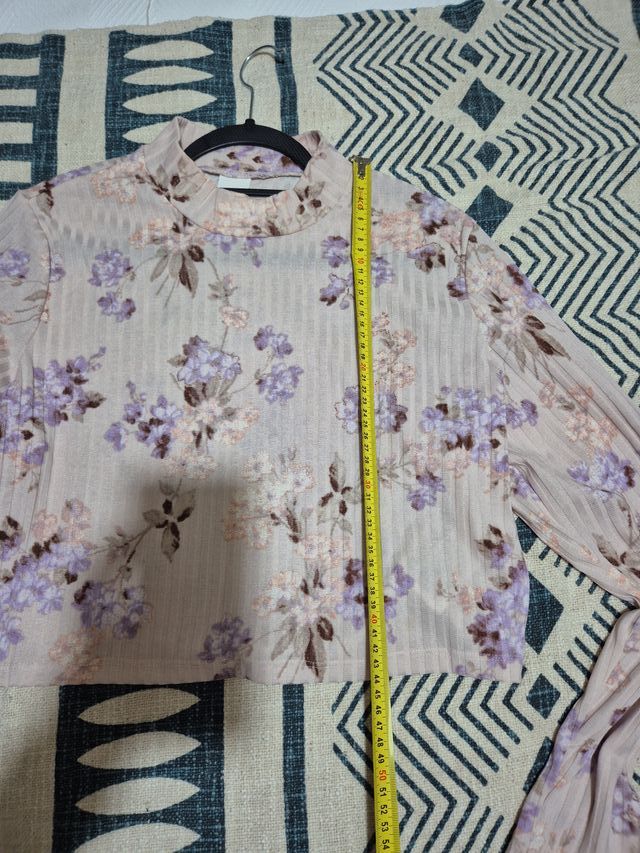 Crop top canalé floral