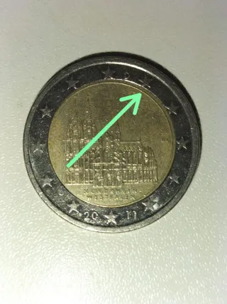 Moneda 2€ con error de acuñación