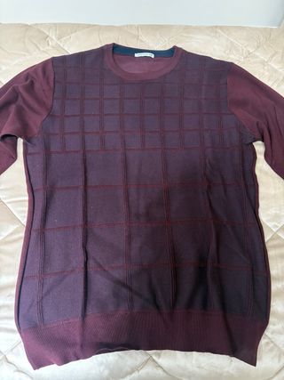 Maglione a quadri bordeaux