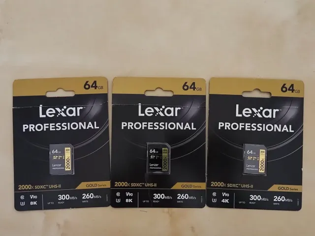 3 Tarjetas Lexar SDXC Profesional 64GB 2000x