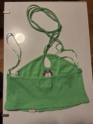 Top halter verde con Garfield talla S