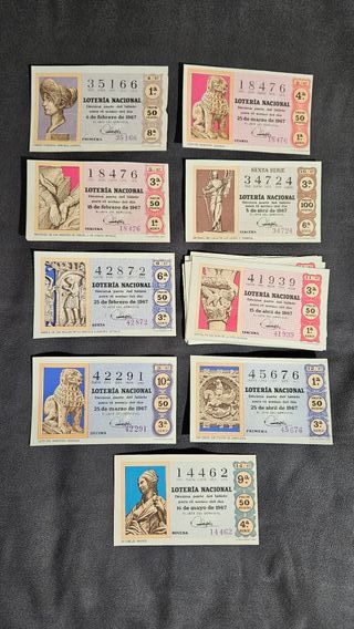 Lote 15 decimos de lotería de 1967