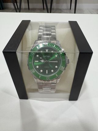Reloj Gatsby Metálico Plateado Dial Verde